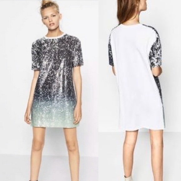 Zara Trafaluc Ombré Sequin Shift Dress Size M - Picture 8 of 8